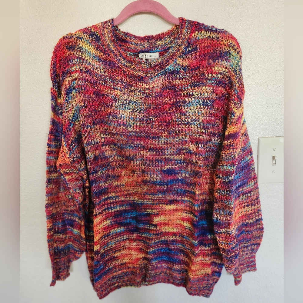 Sale☺️ Andthewhy Crochet Knit Rainvow Sweater